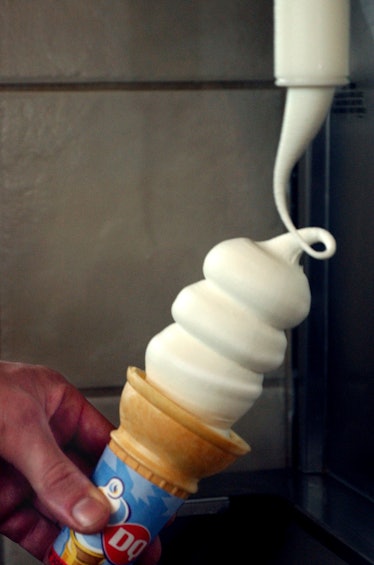 Coon Rapids, Mn., Tues., May 6, 2003--The trademark curlicue forms the top of a vanilla cone at the ...