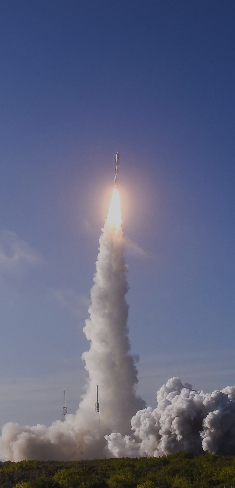 The Atlas V rocket carrying the GOES-T weather satellite launches from the Space Launch Complex 41 i...