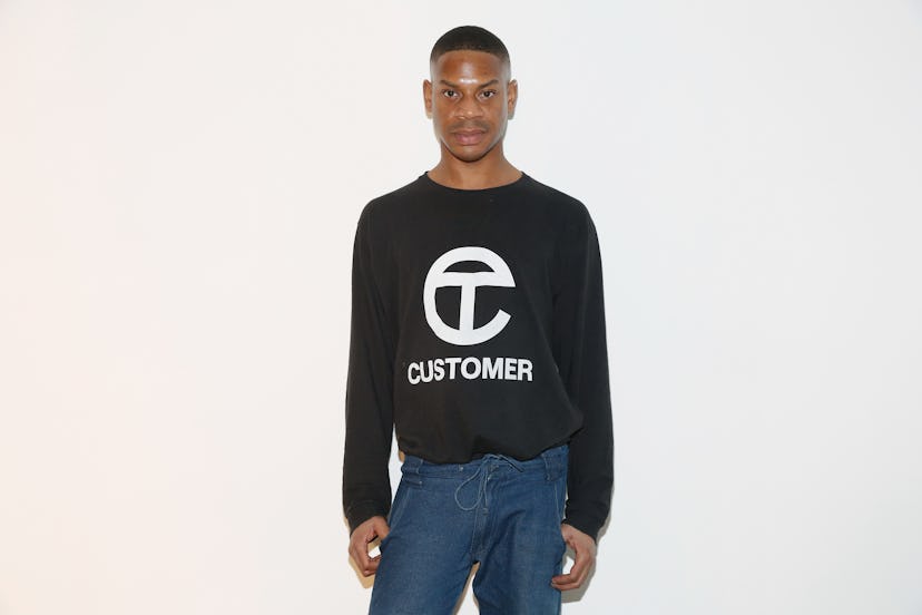 NEW YORK, NY - FEBRUARY 16:  Fashion designer Telfar Clemens poses backstage at the Telfar fashion s...