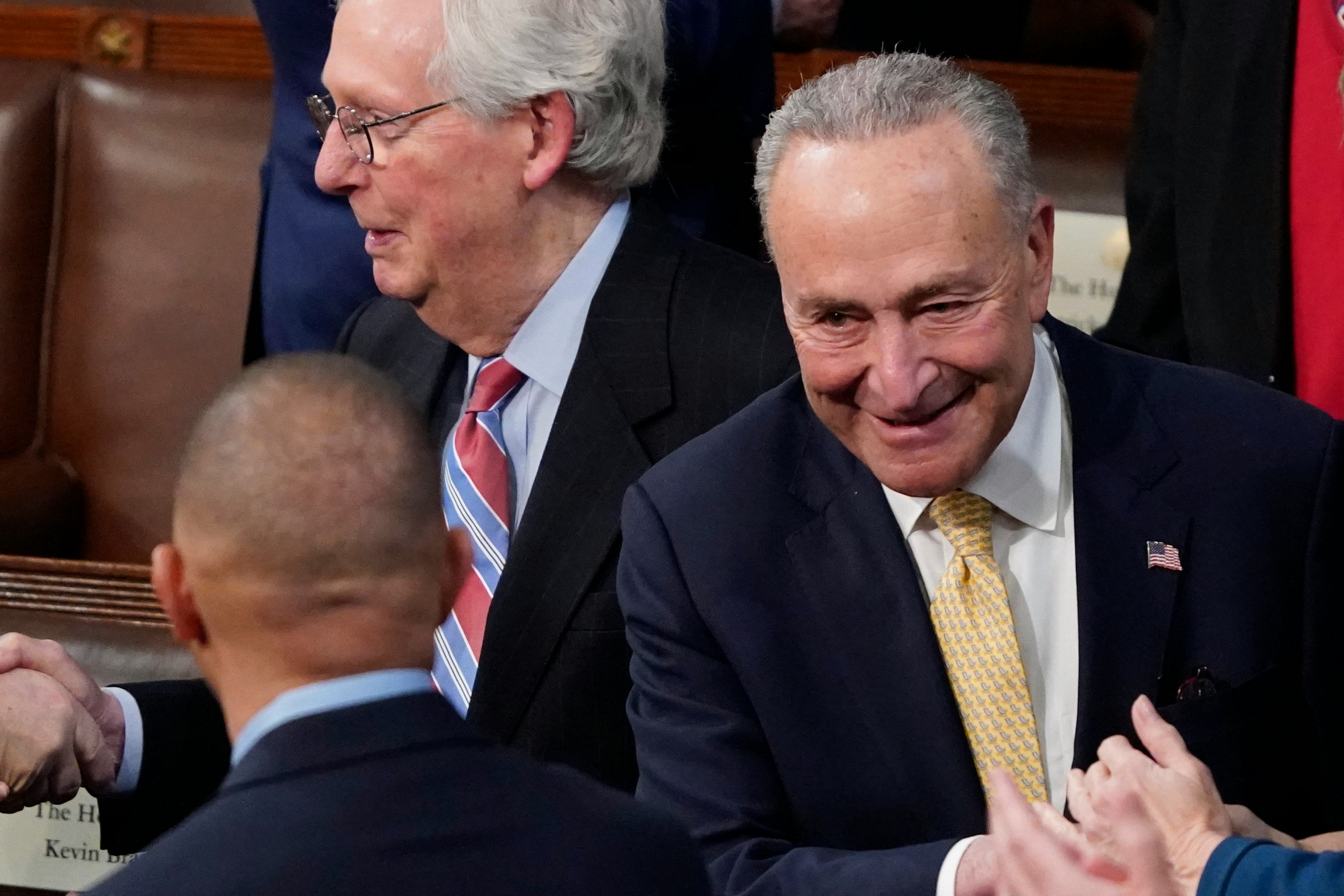 WASHINGTON, DC - MARCH 01: Senate Majority Leader Chuck Schumer of N.Y., and Senate Minority Leader ...