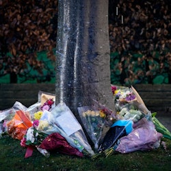 MANCHESTER, ENGLAND - MARCH 04: Flowers and tributes are placed in memory of 17-year-old stabbing vi...