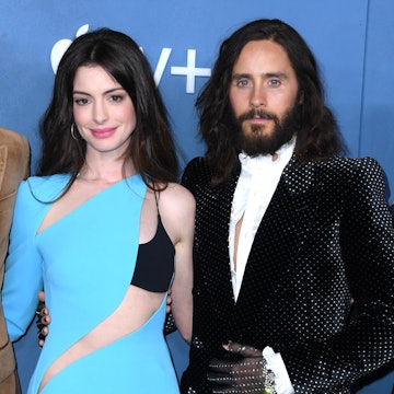 Anne Hathaway and Jared Leto arrives at the Global Premiere Of Apple TV+'s "WeCrashed"  at Academy M...