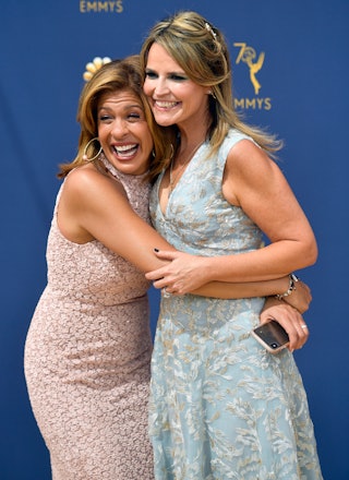 LOS ANGELES, CA - SEPTEMBER 17: (L) Hoda Kotb and Savannah Guthrie attend the 70th Emmy Awards at Mi...