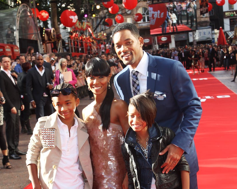 LONDON, ENGLAND - JULY 15: L-R Jayden Smith, Jada Pinkett Smith, Will Smith and Willow Smith attend ...