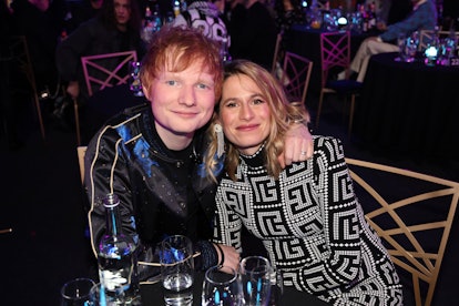 LONDON, ENGLAND - FEBRUARY 08: (EDITORIAL USE ONLY)  Ed Sheeran and Cherry Seaborn during The BRIT A...