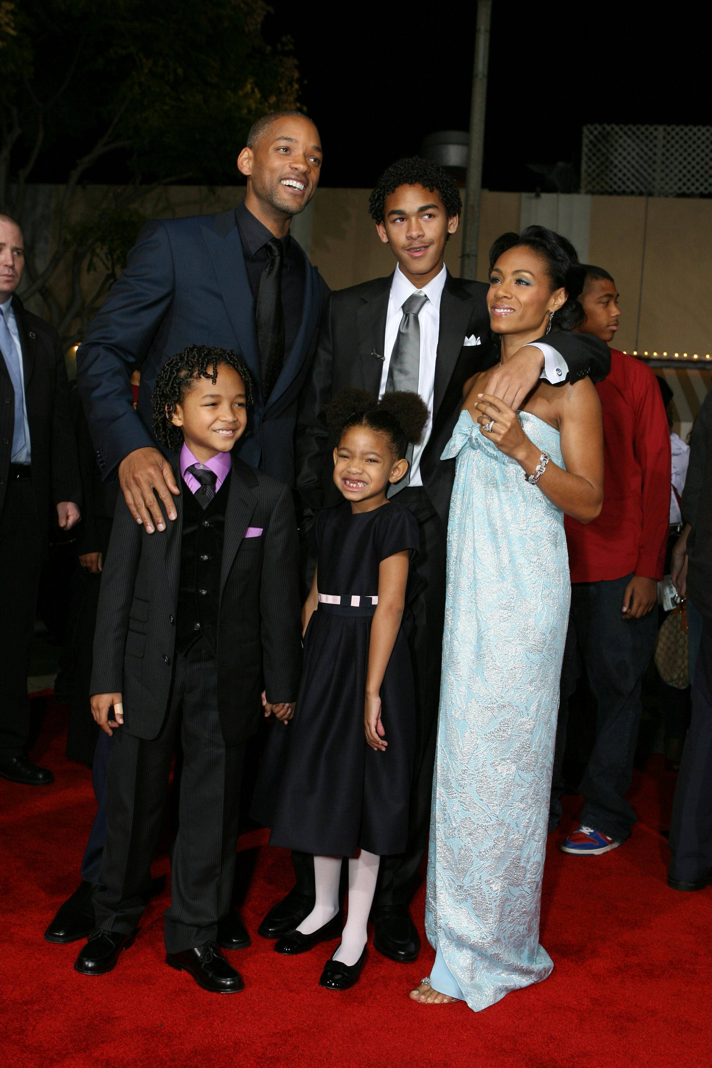 Will Smith, Jaden Smith, Trey Smith, Willow Smith and Jada Pinkett Smith (Photo by E. Charbonneau/Wi...