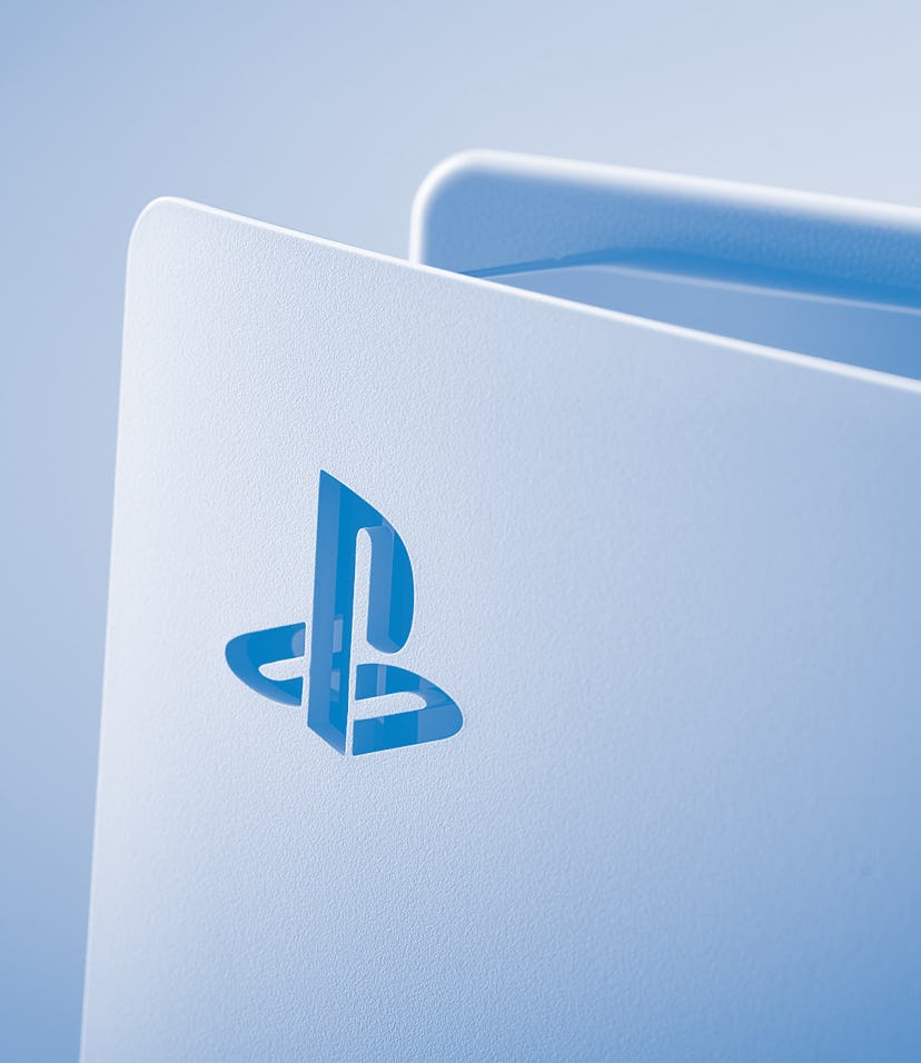 Detail of the logo on a Sony PlayStation 5 home video game console, taken on October 29, 2020. (Phot...