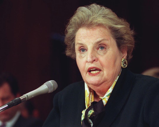 US Secretary of State Madeleine Albright testifies before the US Senate Governmental Affairs Committ...