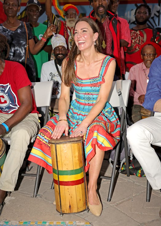 Kate Middleton plays a drum in a vintage dress in Jamaica 