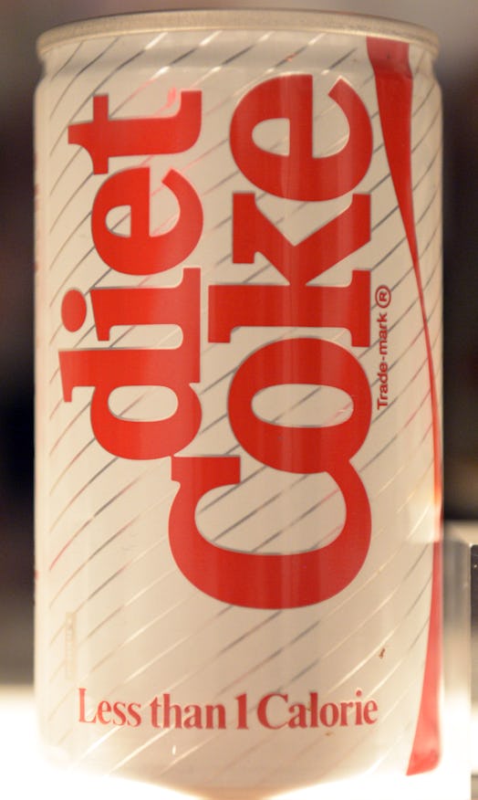 Stock image of the original Diet Coke can design on display at the Diet Coke thirtieth birthday part...