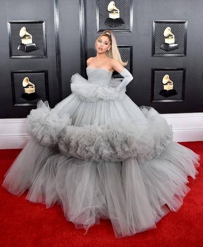 Ariana Grande wears Giambattista Valli at the 2020 Grammys.
