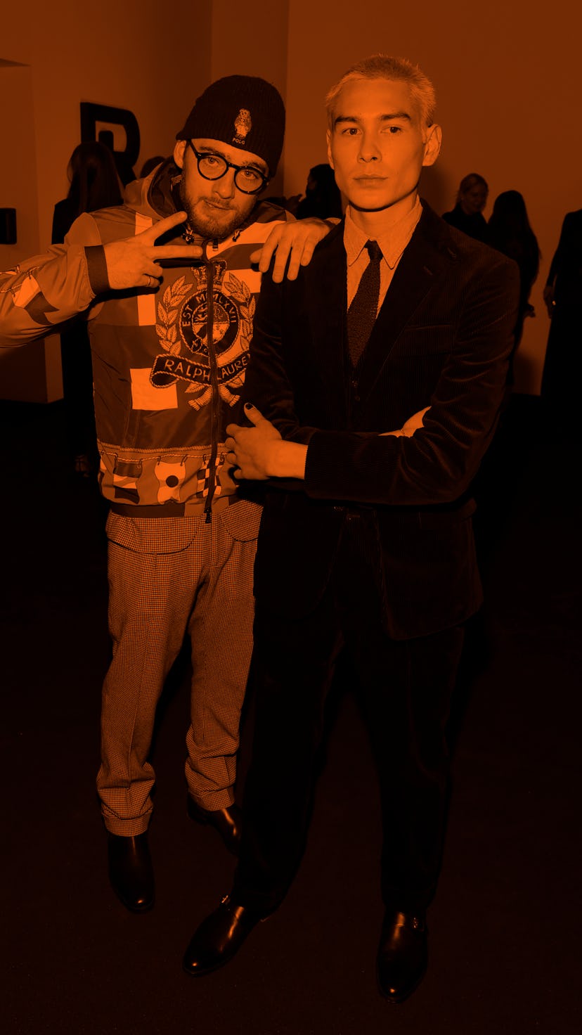 NEW YORK, NEW YORK - MARCH 22: Angus Cloud and Evan Mock attend the Ralph Lauren Fall 2022 Fashion S...