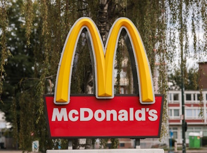 DUSS, GERMANY - AUGUST 07: McDonalds logo photographed on August 07, 2021 in Dusseldorf, Germany. (P...