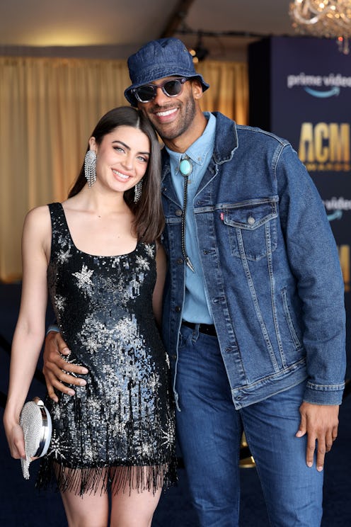 LAS VEGAS, NEVADA - MARCH 07: (L-R) Rachael Kirkconnell and Matt James attend the 57th Academy of Co...