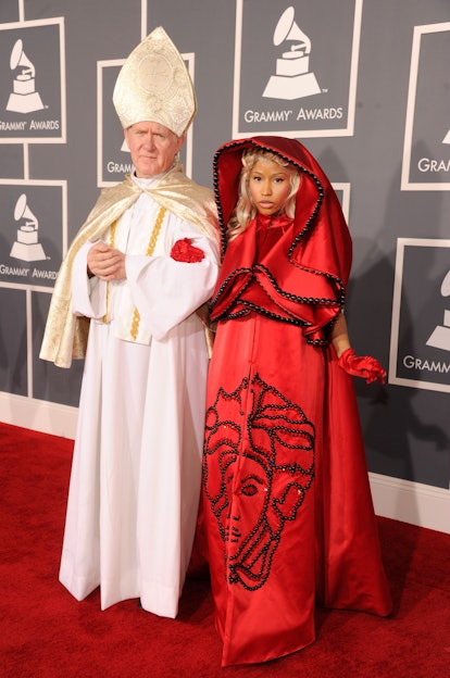 Nicki Minaj wears Versace at the 2012 Grammys.