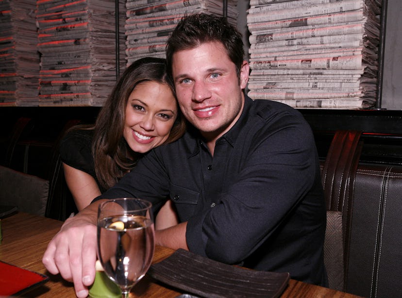 Nick Lachey and Vanessa Minnillo during Nick Lachey's Birthday Dinner Hosted by Social House at Soci...