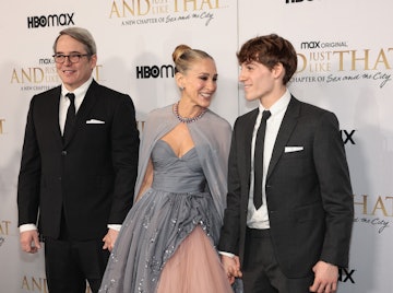 Sarah Jessica Parker and son James Wilkie Broderick enjoy a moment together at the premiere of 'And ...