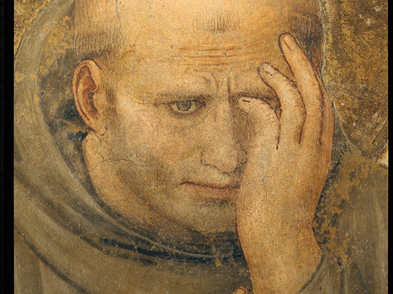 Italy, Tuscany, Florence, San Marco Convent, Capitular Room. Detail. The face of St John Gualberto, ...