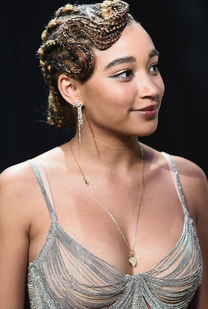 Amandla Stenberg wore finger wave braids to the 91st Academy Awards.