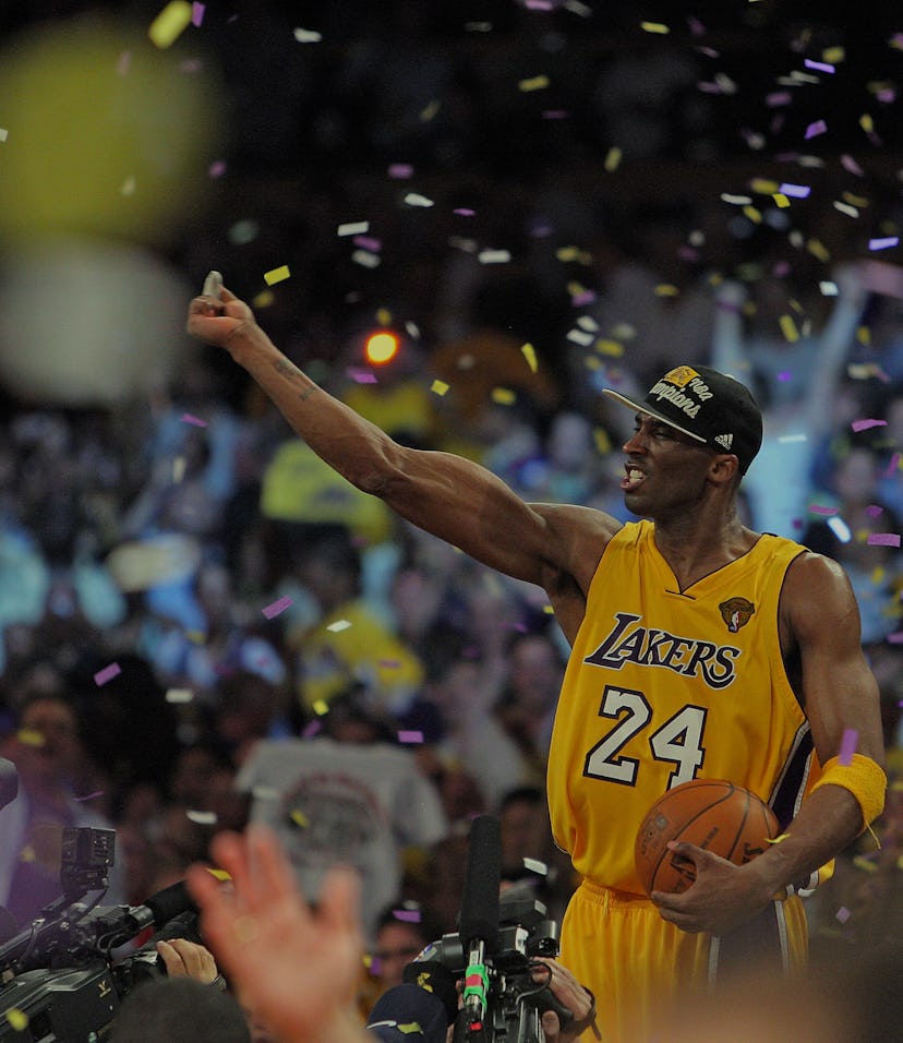 (061710 Los Angeles, CA) Los Angeles Lakers guard Kobe Bryant celebrates their win during the fourth...