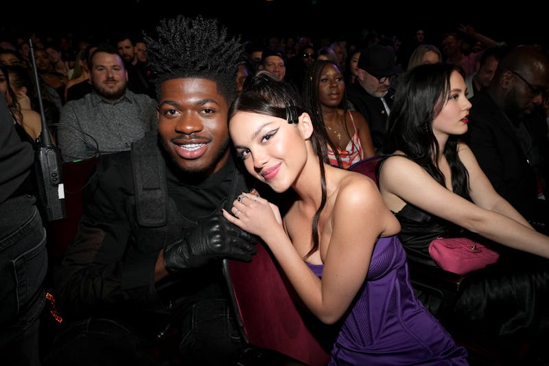 LOS ANGELES, CALIFORNIA - MARCH 22: (FOR EDITORIAL USE ONLY) (L-R) Lil Nas X and Olivia Rodrigo atte...