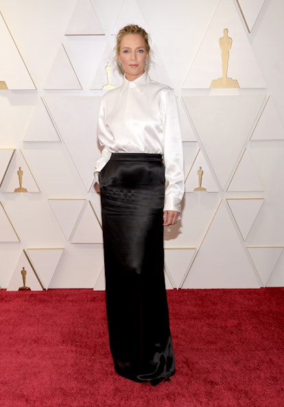 HOLLYWOOD, CALIFORNIA - MARCH 27: Uma Thurman attends the 94th Annual Academy Awards at Hollywood an...