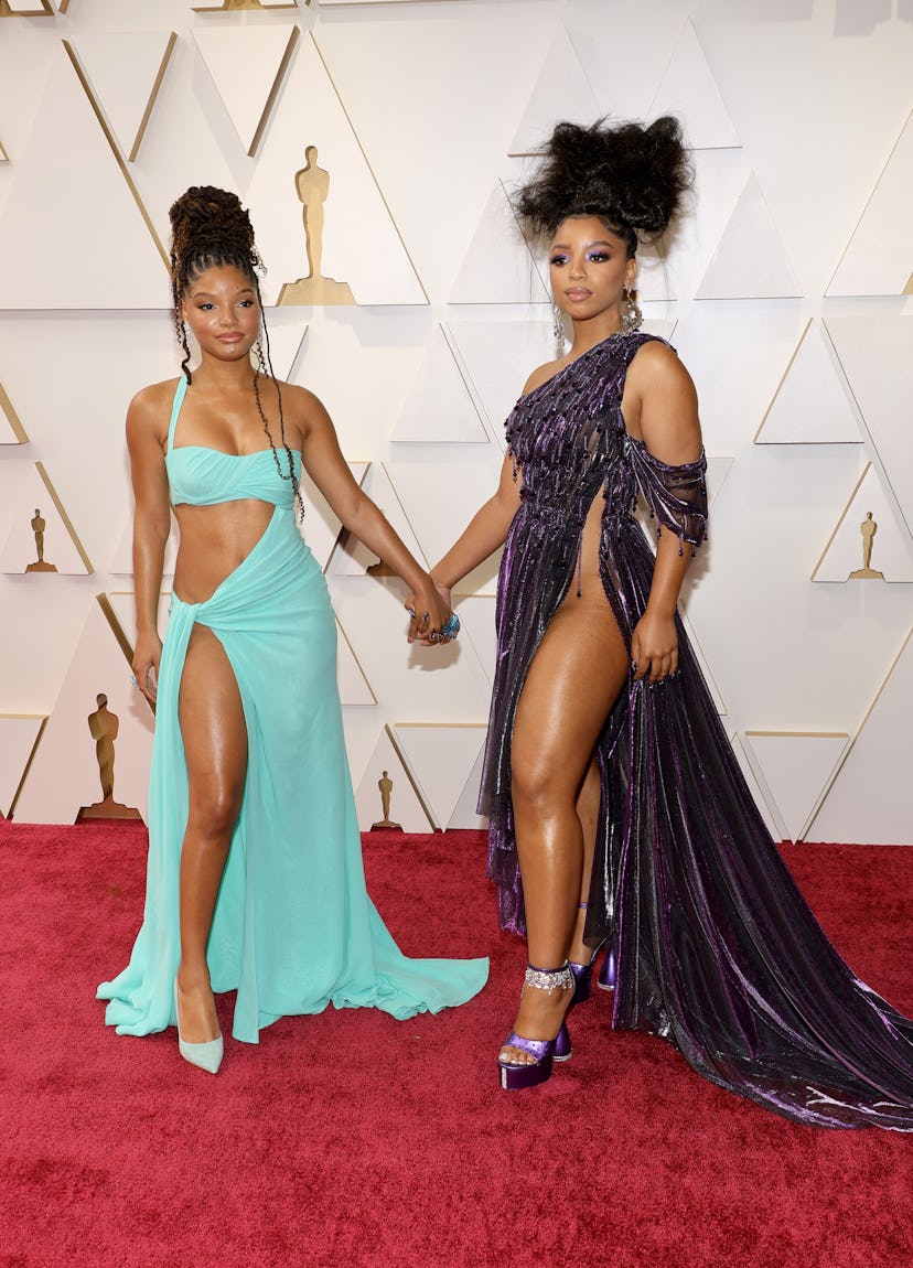 HOLLYWOOD, CALIFORNIA - MARCH 27: (L-R) Halle Bailey and Chloe Bailey attend the 94th Annual Academy...