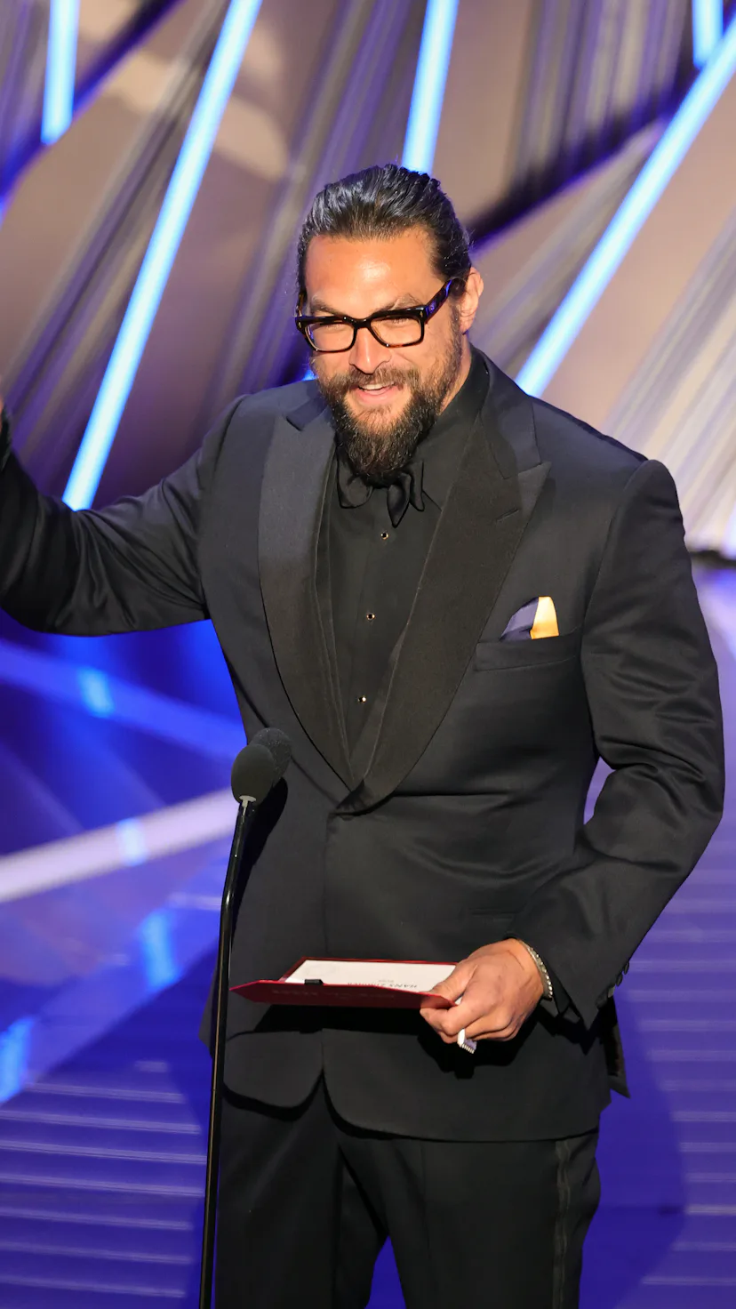 Jason Momoa burped on the 2022 Oscars stage.