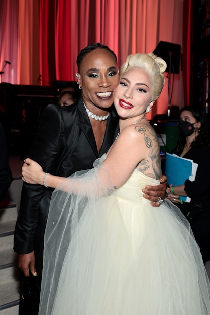 Billy Porter and Lady Gaga attend the Elton John AIDS Foundation's 2022 Oscars party.