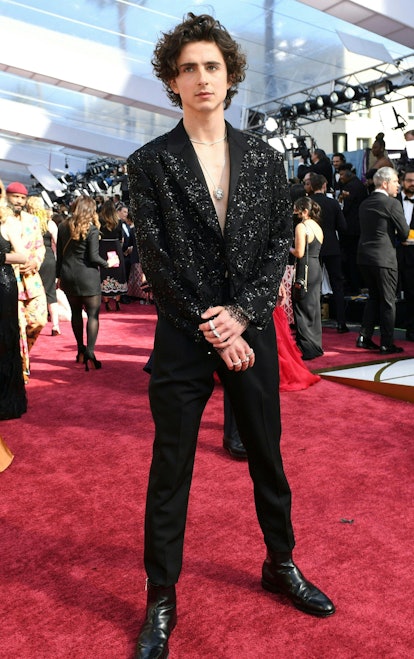 US-French actor Timothee Chalamet attends the 94th Oscars at the Dolby Theatre in Hollywood, Califor...