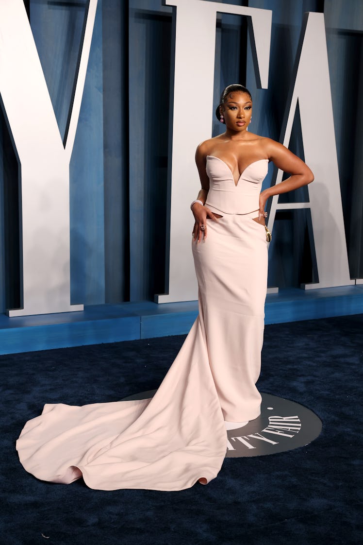 BEVERLY HILLS, CALIFORNIA - MARCH 27: Megan Thee Stallion attends the 2022 Vanity Fair Oscar Party H...