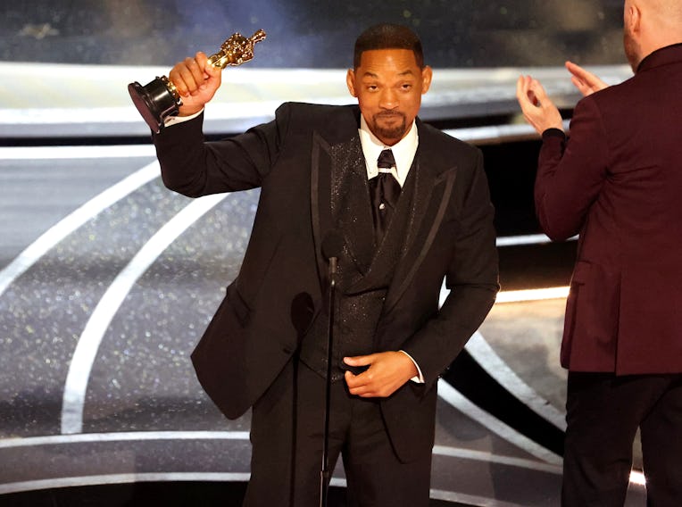 HOLLYWOOD, CA - March 27, 2022. Will Smith accepts the award for Best Actor in a Leading Role for "...