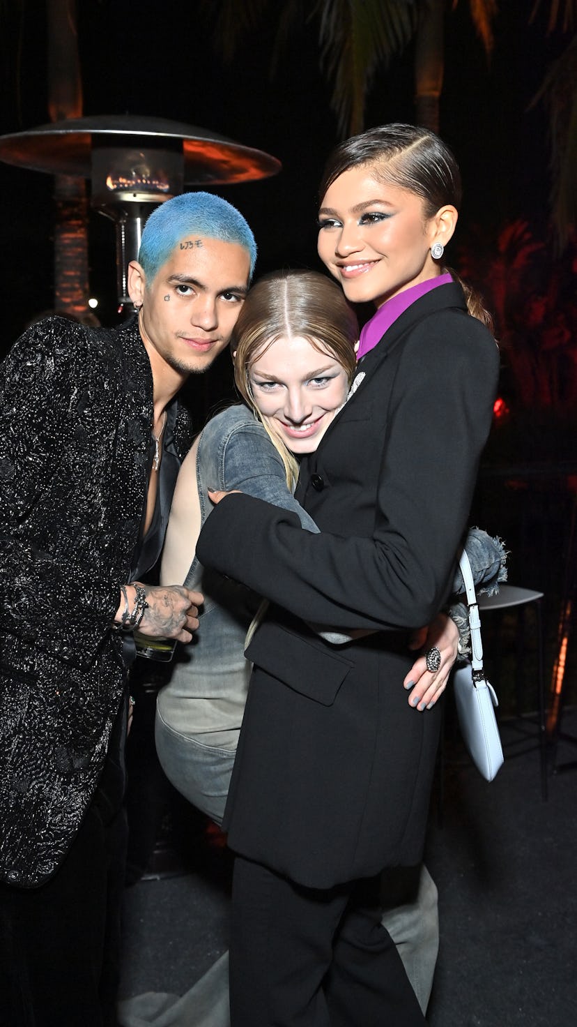 Dominic Fike, Hunter Schafer and Zendaya at the Vanity Fair Oscars Party 