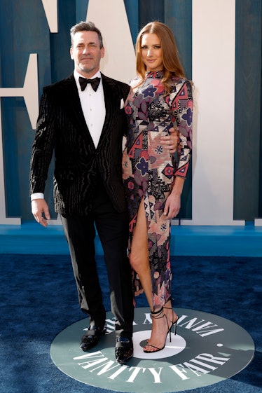 Jon Hamm and Anna Osceola attend the 2022 Vanity Fair Oscar Party 