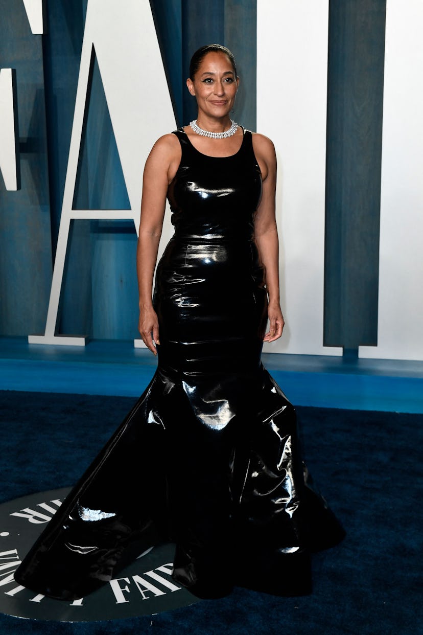 US actress Tracee Ellis Ross attends the 2022 Vanity Fair Oscar Party following the 94th Oscars at t...