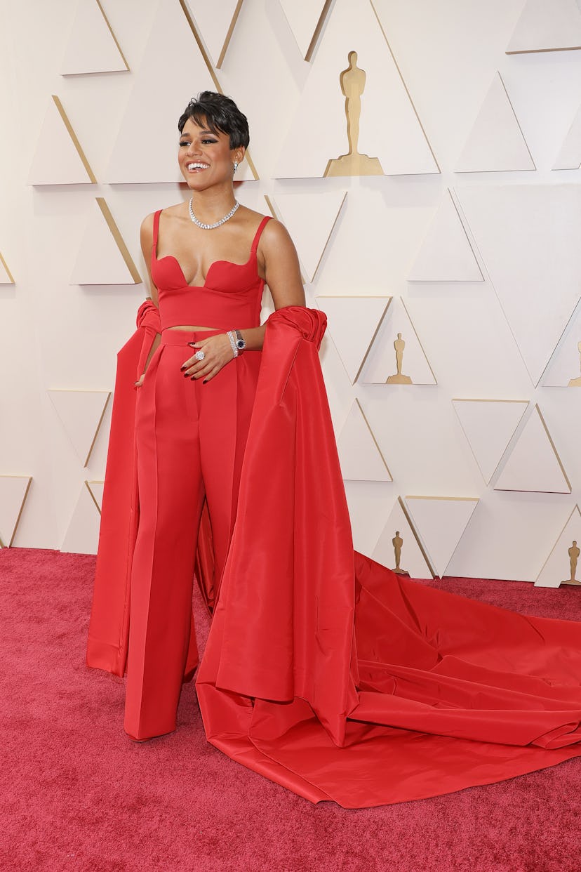 The 2022 Oscars red carpet was full of celebrities in red outfits. Here, Ariana DeBose in Valentino….