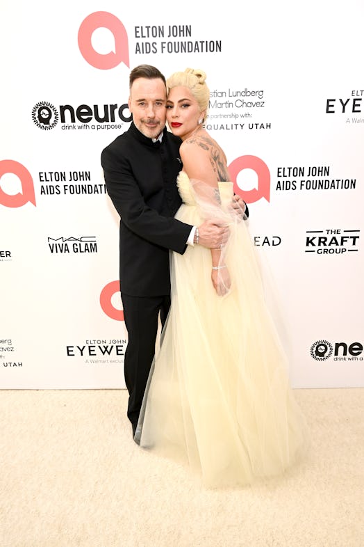 David Furnish and Lady Gaga attend Elton John AIDS Foundation's 2022 Oscars viewing party.