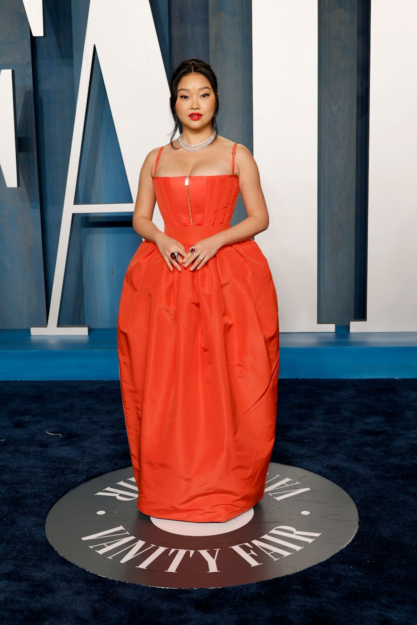 BEVERLY HILLS, CALIFORNIA - MARCH 27: Lana Condor attends the 2022 Vanity Fair Oscar Party hosted by...