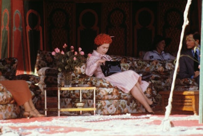 Queen Elizabeth II waits for King Hassan in Marrakech during her state visit to Morocco, 27th Octobe...