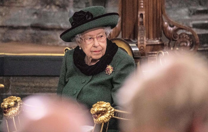 Britain's Queen Elizabeth II attends a Service of Thanksgiving for her late husband, Britain's Princ...