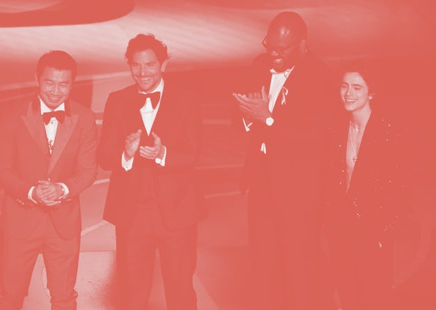 (From L) Canadian actor Simu Liu, US actor and director Bradley Cooper, US actor-producer Tyler Perr...