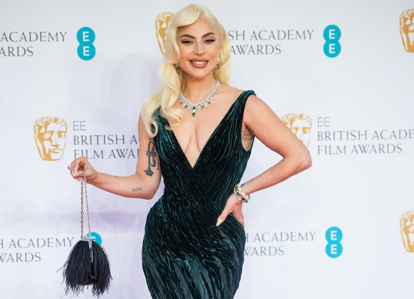 LONDON, ENGLAND - MARCH 13: Lady Gaga attends the EE British Academy Film Awards 2022 at Royal Alber…