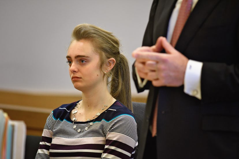 Michelle Carter appears in Taunton Juvenile Court for a pre-trial hearing with her lawyer, Joseph Ca...