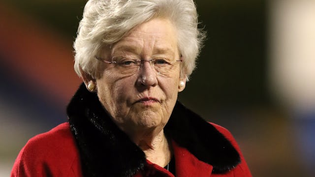 AUBURN, AL - DECEMBER 04: Alabama Governor Kay Ivey is presented with an award at the Alabama 7A St...