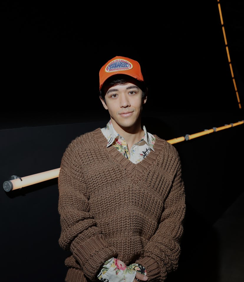 MILAN, ITALY - JANUARY 14: Kyle Hanagami is seen on the front row at the Dsquared2 F/W 2022 - 2023 ...