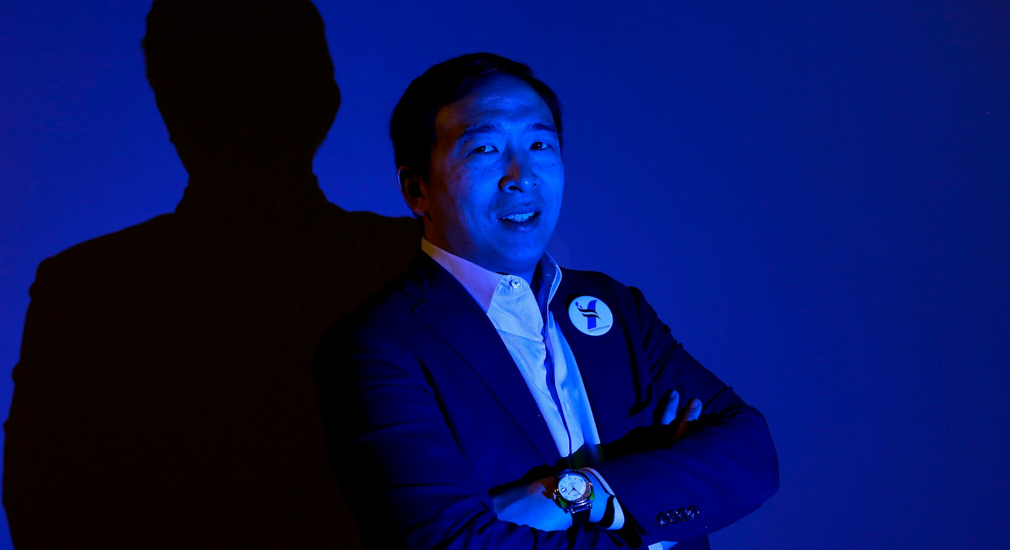 STUART, IOWA - APRIL 27: Democratic presidential candidate Andrew Yang poses for a portrait after sp...
