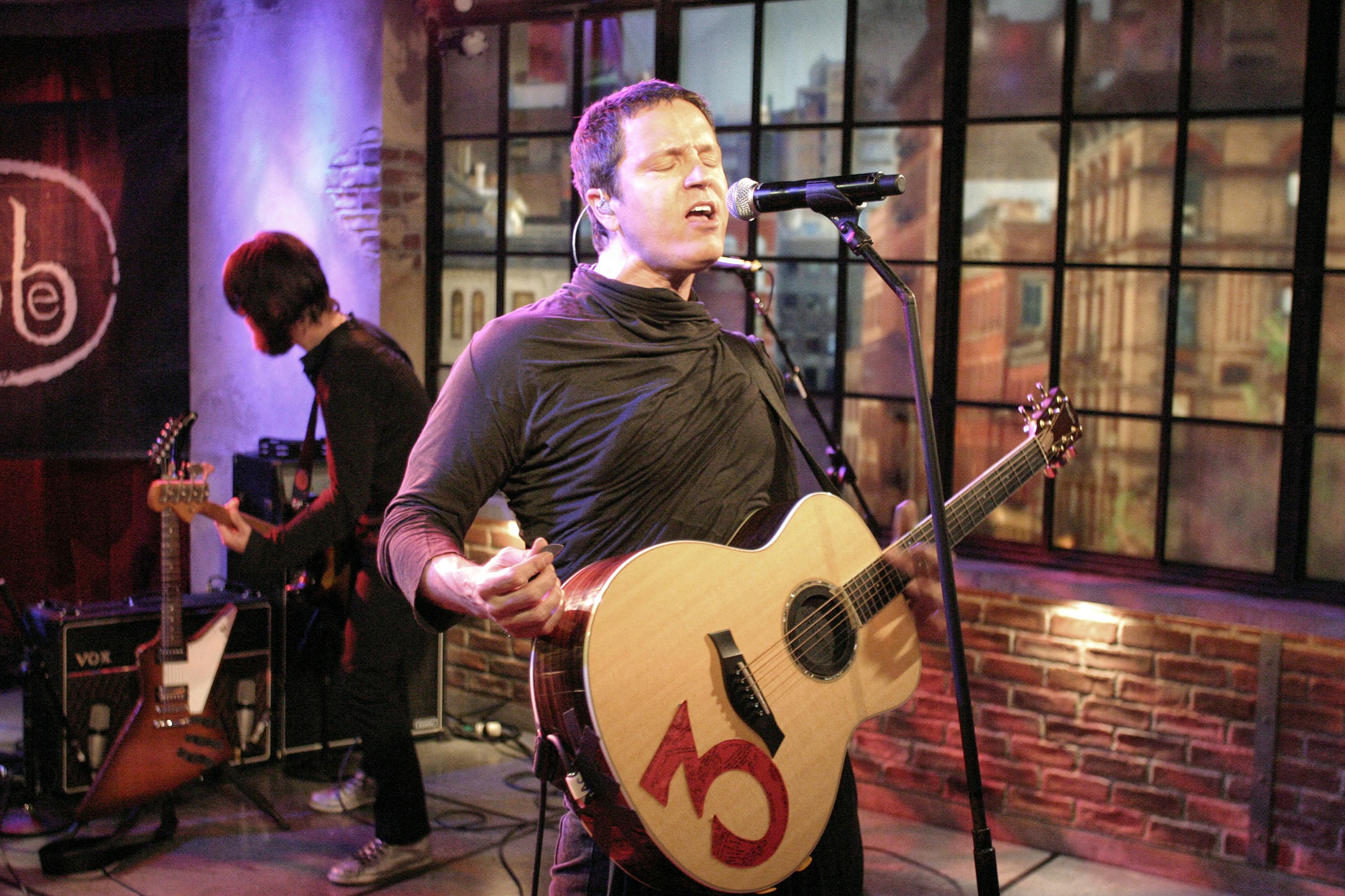 NEW YORK, NY - June 15, 2009: Stephan Jenkins, lead singer of 3rd Eye Bind performs a TV studio set ...