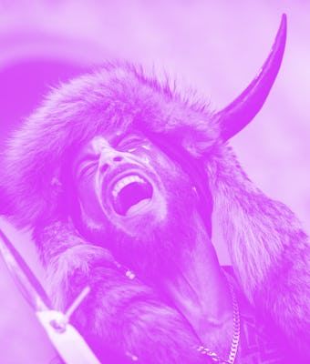 WASHINGTON, DC - JANUARY 06: Jacob Chansley, also known as the "QAnon Shaman," screams "Freedom" ins...