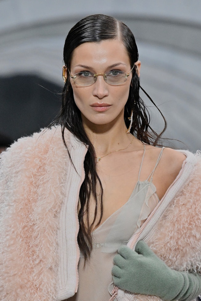 MILAN, ITALY - FEBRUARY 23: Bella Hadid walks the runway at the Fendi fashion show during the Milan ...