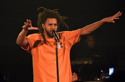 WEST HOLLYWOOD, CALIFORNIA - OCTOBER 23: J. Cole performs onstage for SiriusXM and Pandora's Small S...